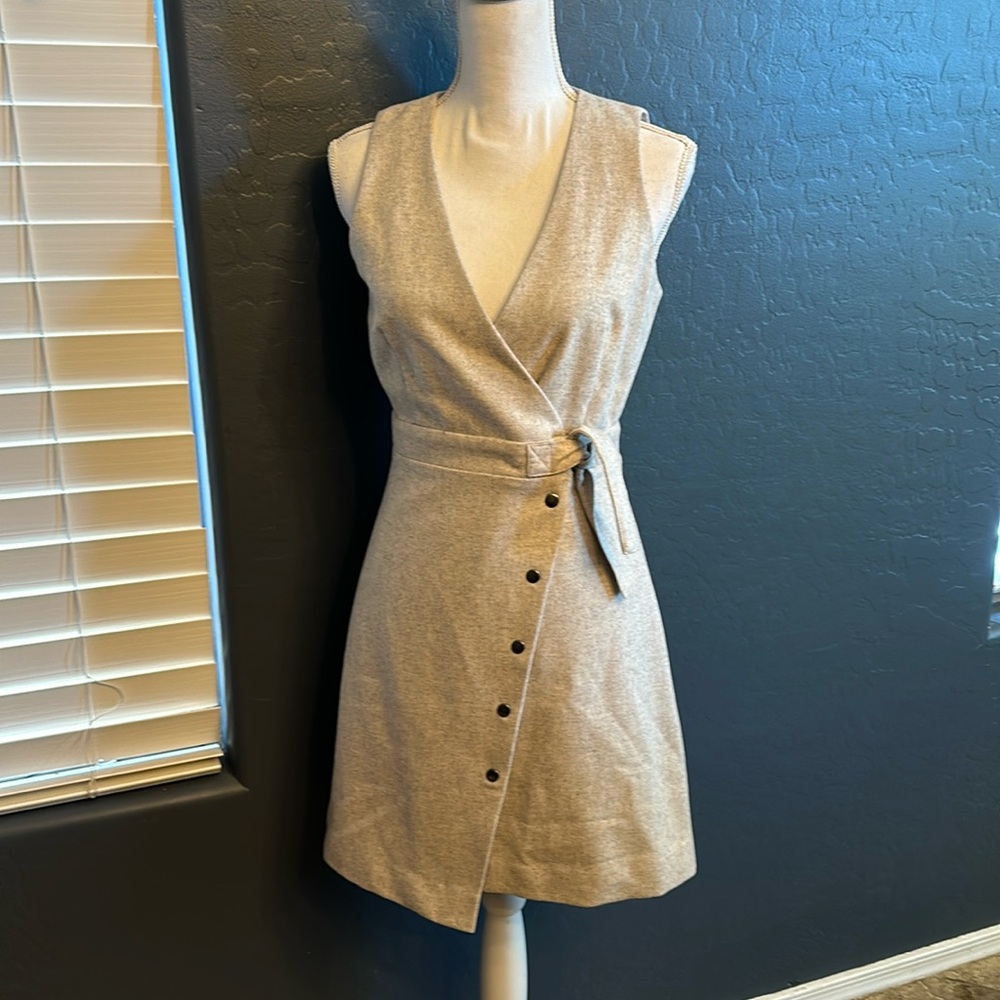 Sleeveless Wrap Mini Dress in Light Beige